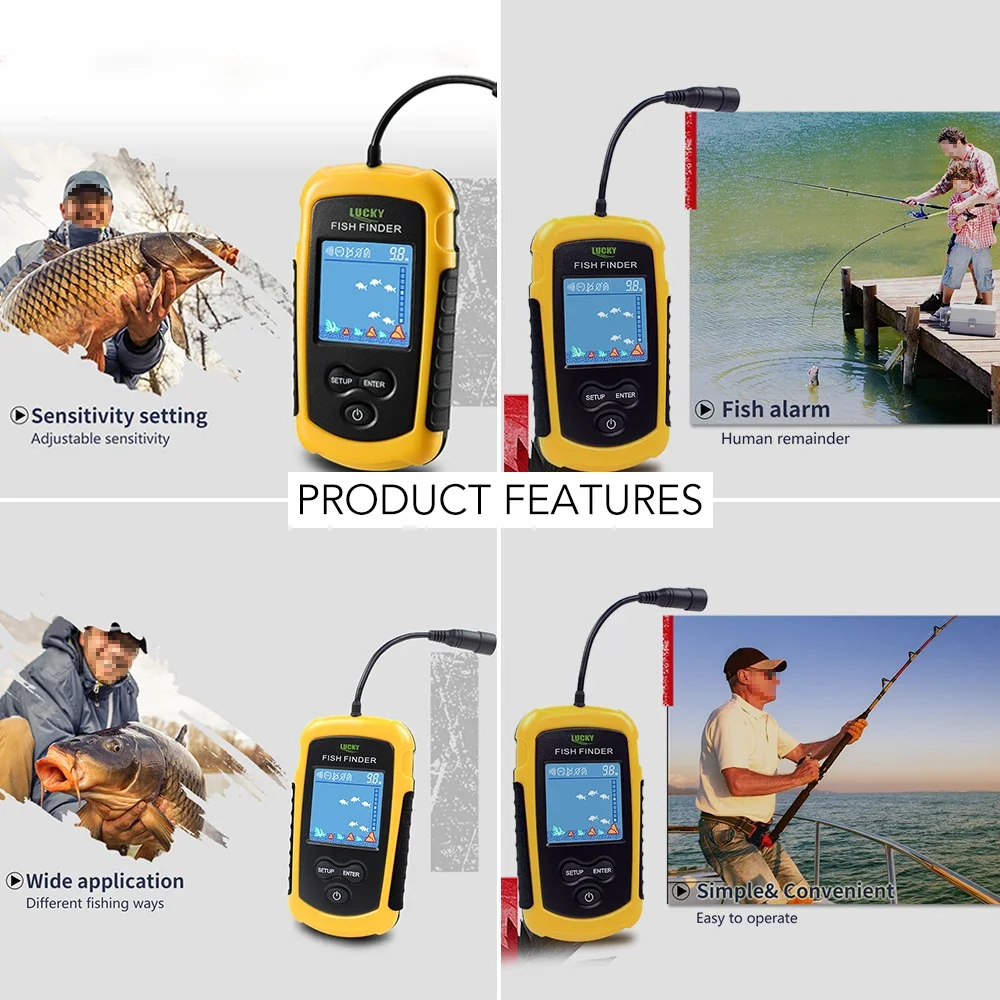 Lucky ЖК-экран с цветным экран – обзор и цена Fishing Depth Finder